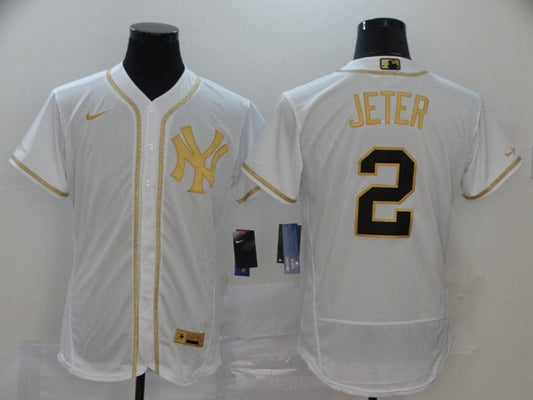Men's New York Yankees Derek Jeter #2 White Alternate Game Jerseys