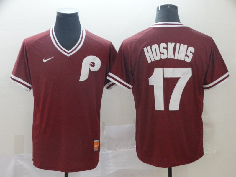 Men's Philadelphia Phillies Rhys Hoskins #17 Red Stitched Jerseys