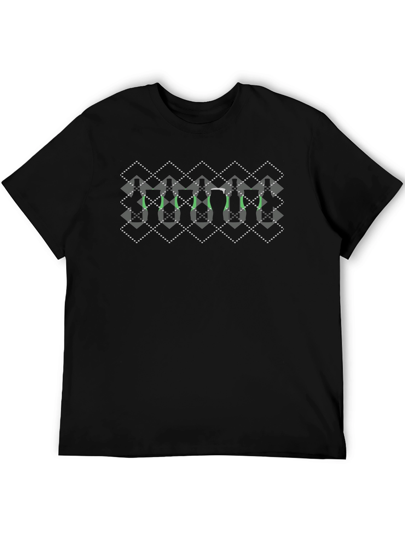 Argyle Wine Bottle Print T-Shirt