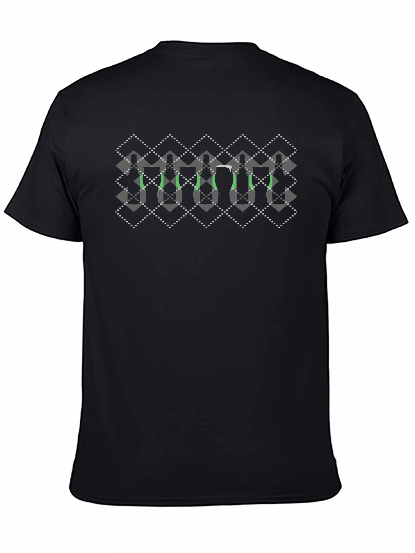 Argyle Wine Bottle Print T-Shirt