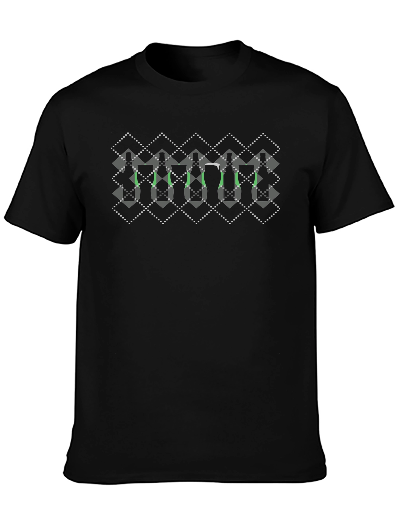 Argyle Wine Bottle Print T-Shirt
