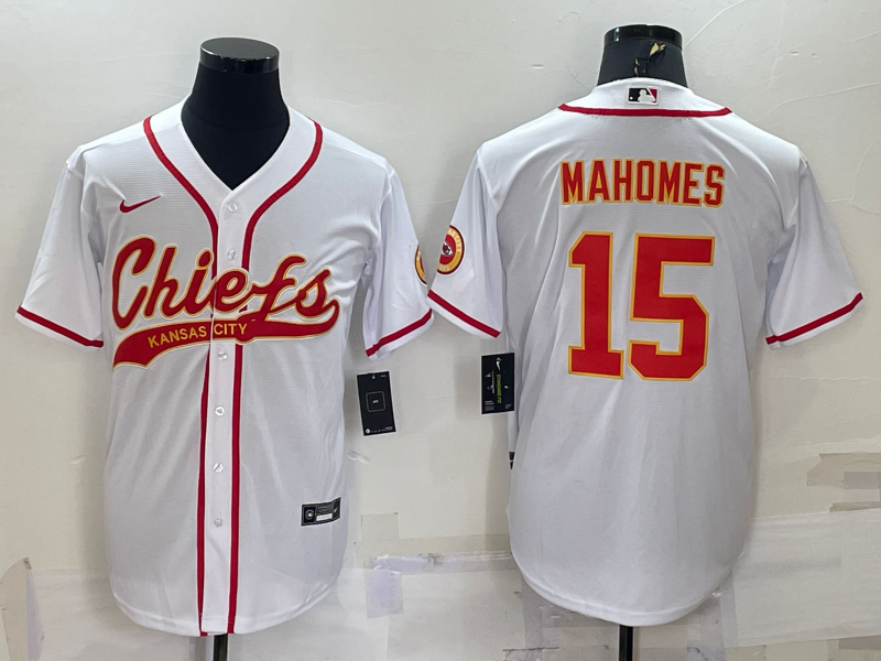 Men's Kansas City Chiefs Patrick Mahomes #15 White Game Jerseys Joint Edition