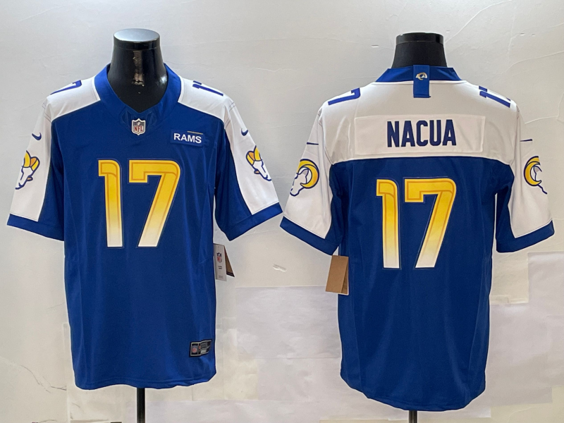 Men's Los Angeles Rams Puka Nacua #17 Royal Vapor F.U.S.E. Limited Jerseys