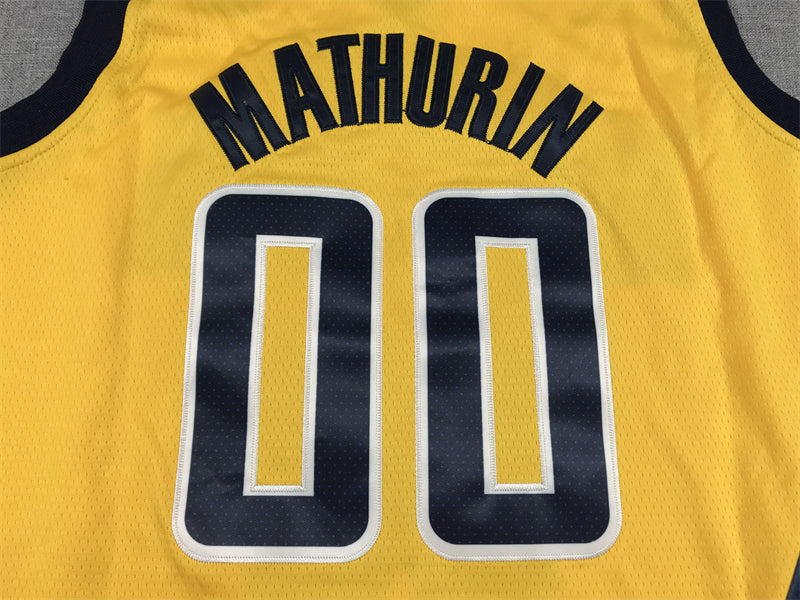 Men's Indiana Pacers Bennedict Mathurin #00 Yellow 2022/23 Swingman Jerseys - Statement Edition