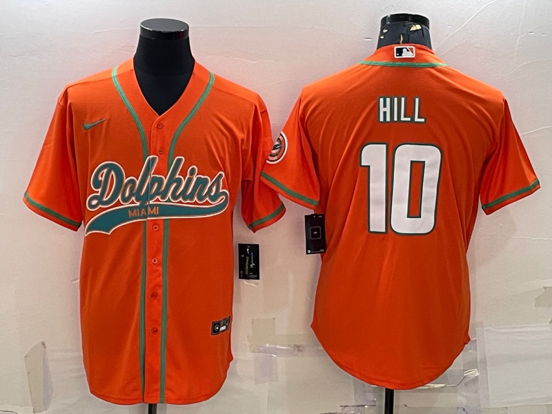 Men's Miami Dolphins Tyreek Hill #10 Orange Game Jerseys Joint Edition