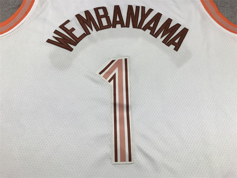 Men's San Antonio Spurs Victor Wembanyama #1 White 2023/24 Swingman Jerseys - City Edition