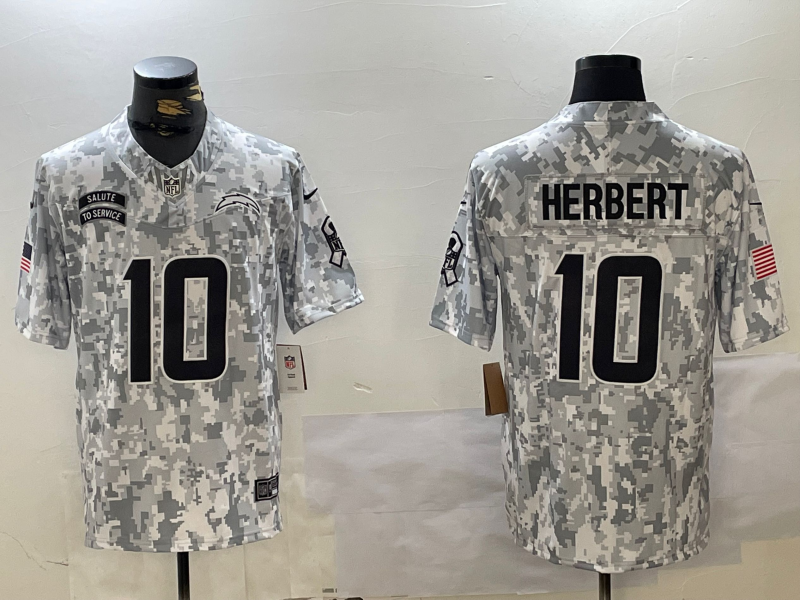 Men's Los Angeles Chargers Justin Herbert #10 Arctic Camo 2024 Salute to Service Limited Jerseys