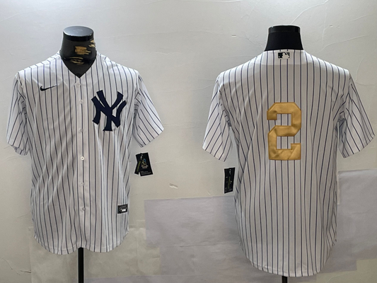 Men's New York Yankees Derek Jeter #2 White Game Team Jerseys