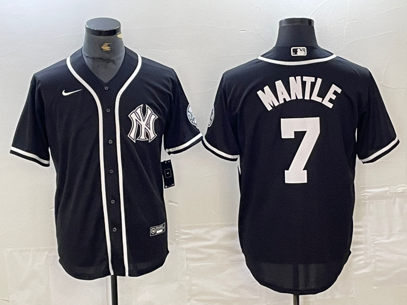 Men's New York Yankees Mickey Mantle #7 Black Limited Jerseys