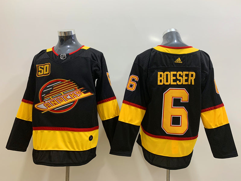 Men's Vancouver Canucks Brock Boeser #6 Black Breakaway Player Jerseys