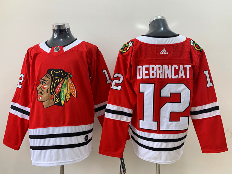 Men's Chicago Blackhawks Alex Debrincat #12 Red Home Breakaway Player Jerseys