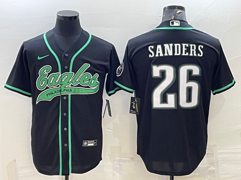 Men's Philadelphia Eagles Miles Sanders #26 Black Game Jerseys Joint Edition