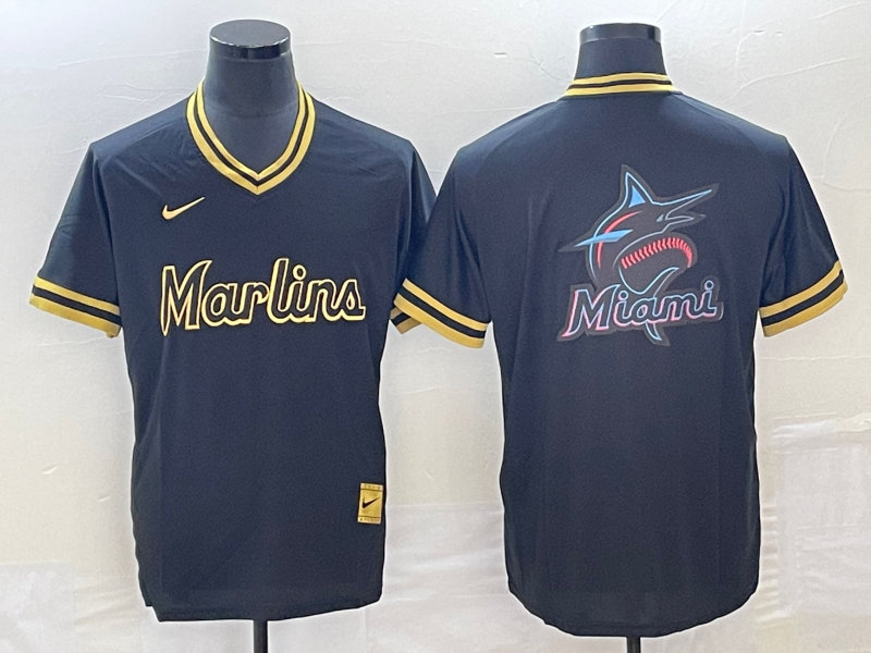 Men's Miami Marlins Black Replica Team Jerseys
