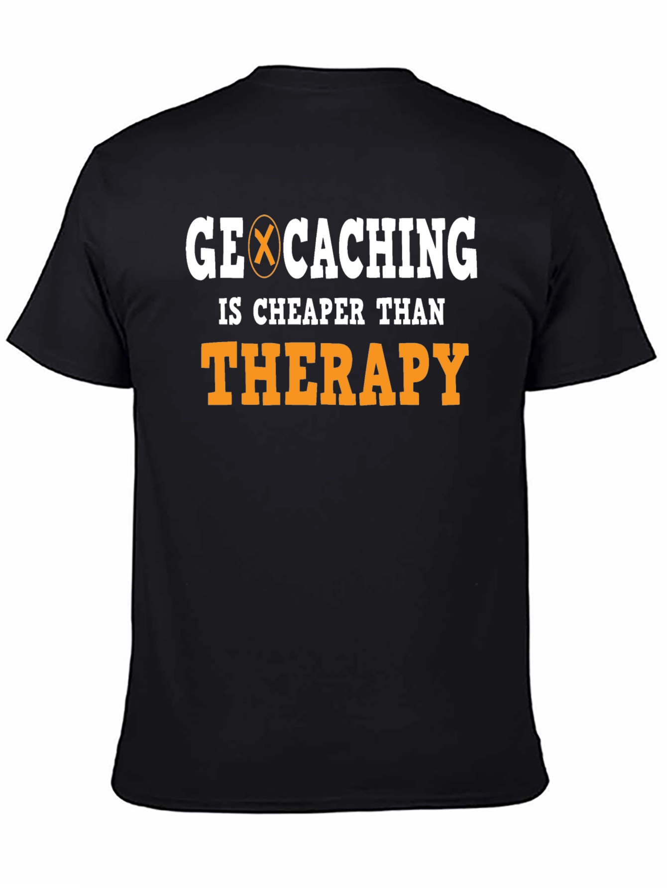 Geocaching Cheaper Than Therapy Black Graphic Tee