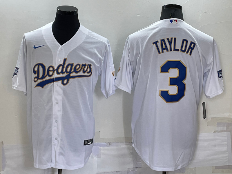 Men's Los Angeles Dodgers Chris Taylor #3 White Stitched Jerseys