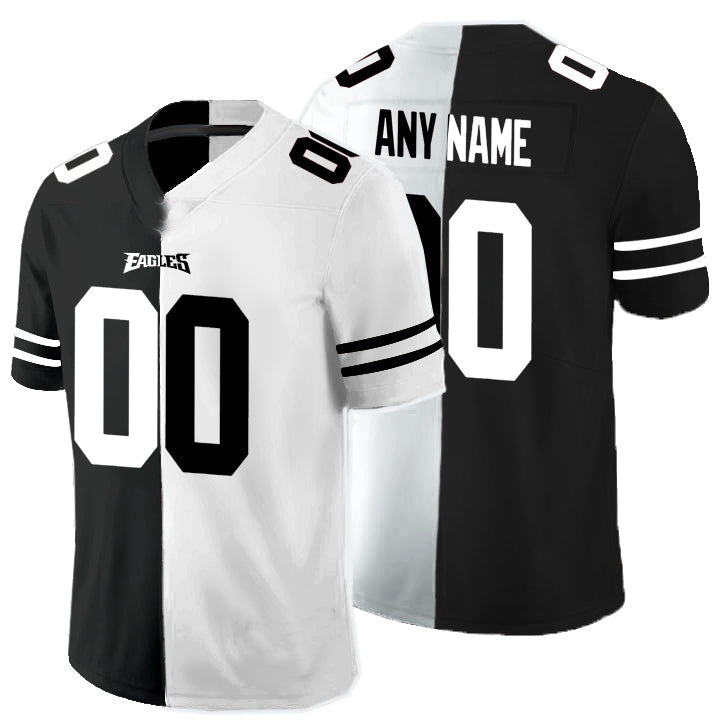 Custom1 Philadelphia Eagles Black And White Split Vapor Untouchable Limited Jerseys Stitched American Football Jerseys