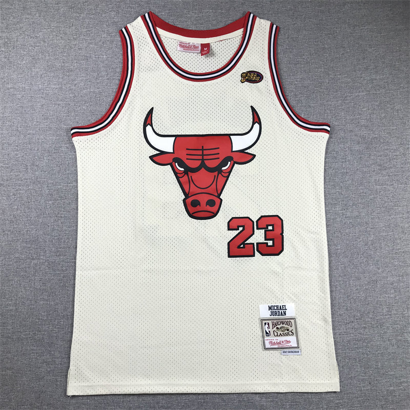 Men's Chicago Bulls Michael Jordan #23 Cream Hardwood Classics Swingman Jerseys