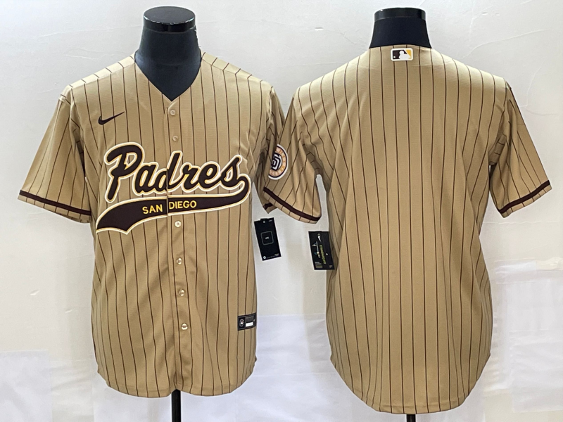 Men's San Diego Padres Tan Replica Blank Jerseys Joint Edition
