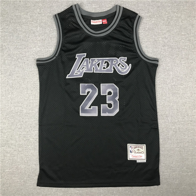 Men's Los Angeles Lakers LeBron James Black Hardwood Classics Swingman Jerseys
