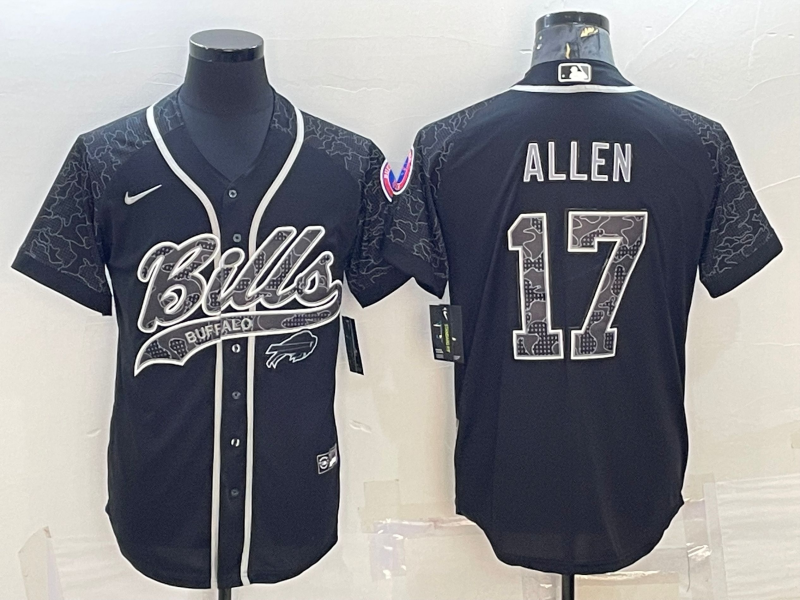 Men's Buffalo Bills Josh Allen #17 Black RFLCTV Limited Jerseys Joint Edition