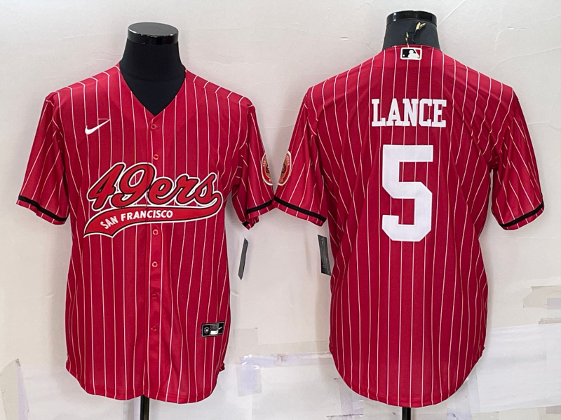 Men's San Francisco 49ers Trey Lance #5 Red Player Jerseys Joint Edition