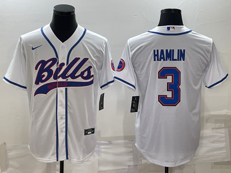 Men's Buffalo Bills Damar Hamlin #3 White Game Jerseys Joint Edition
