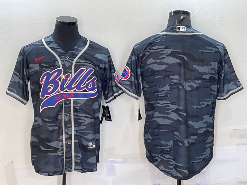 Men's Buffalo Bills Grey Camouflage Blank Jerseys
