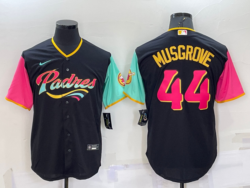 Men's San Diego Padres Joe Musgrove #44 Black Stitched Jerseys