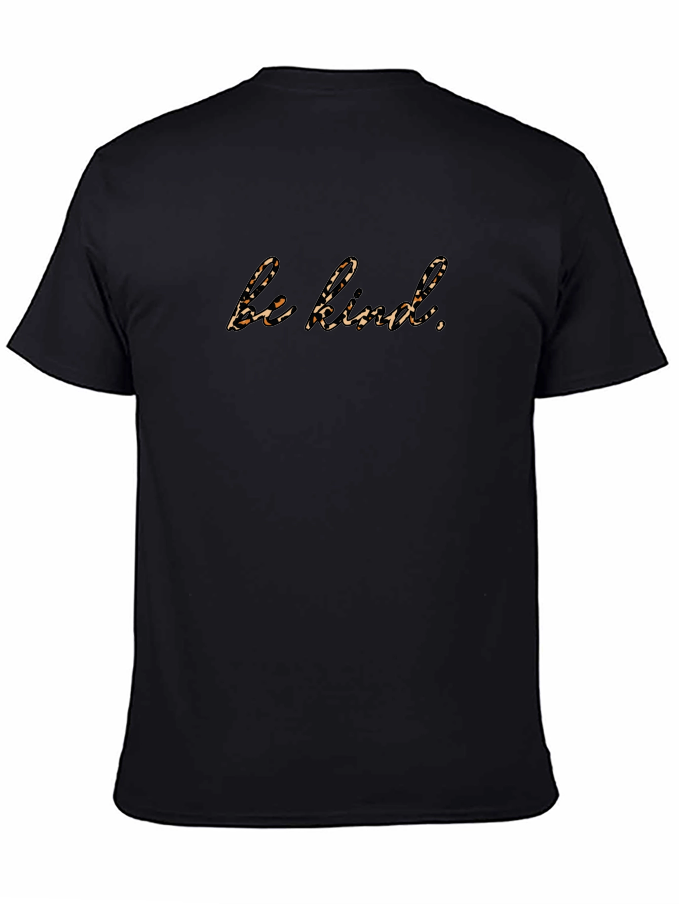 Be Kind Leopard Print Black T-Shirt