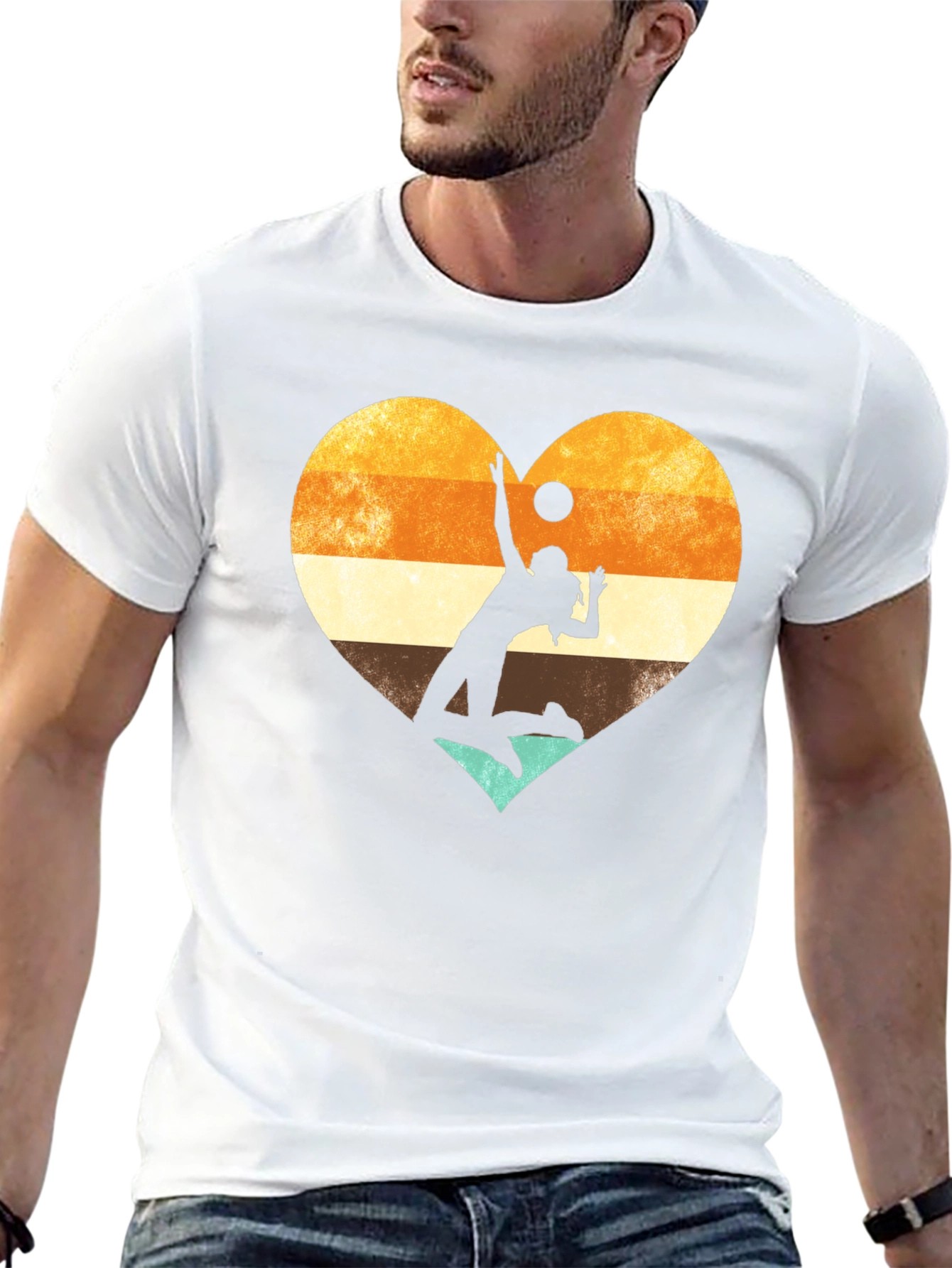 Volleyball Heart Graphic Tee - Black