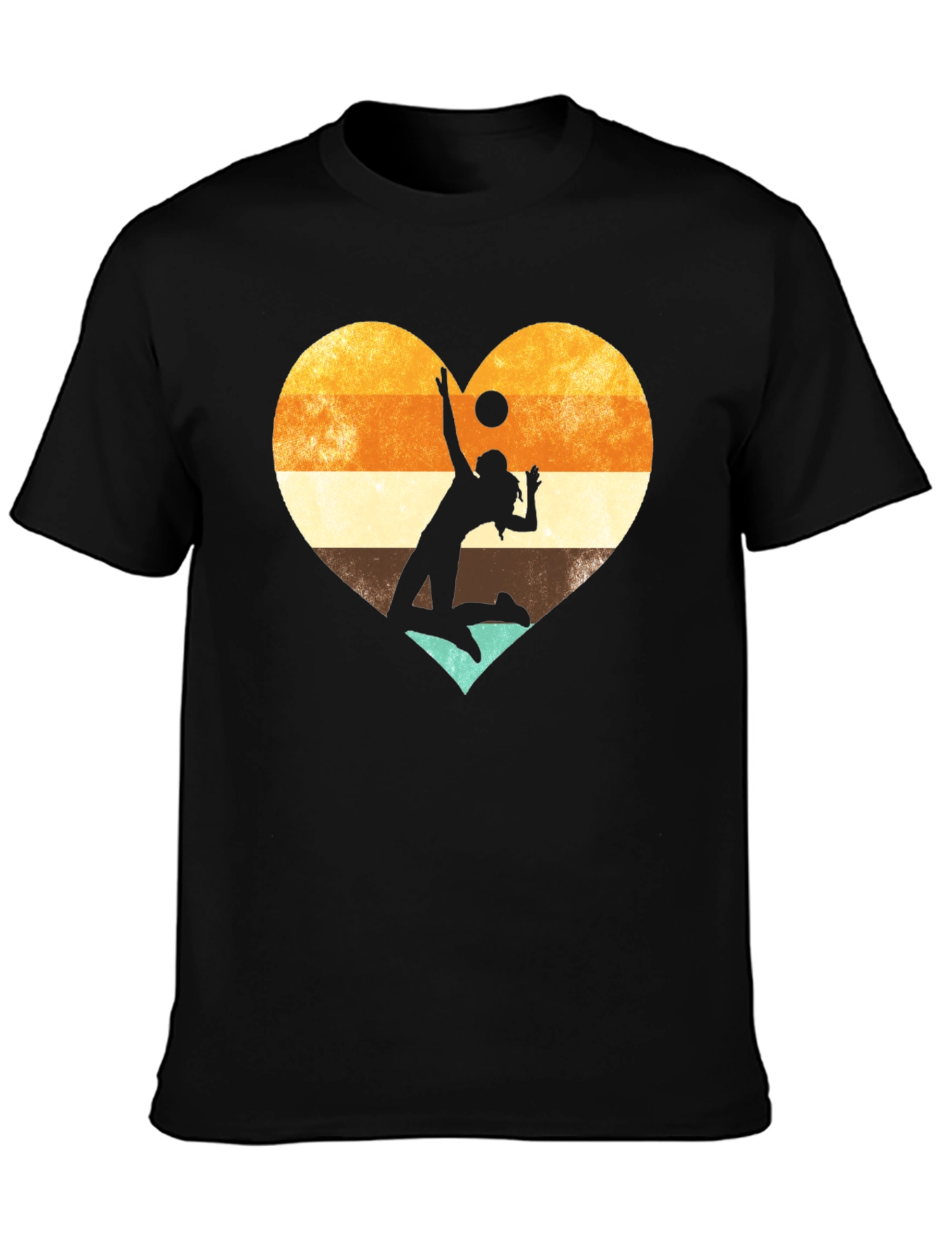Volleyball Heart Graphic Tee - Black