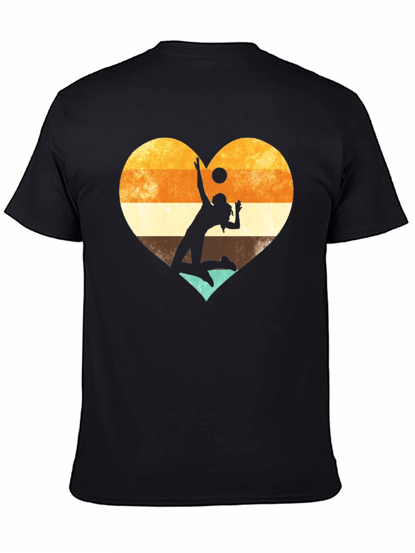 Volleyball Heart Graphic Tee - Black