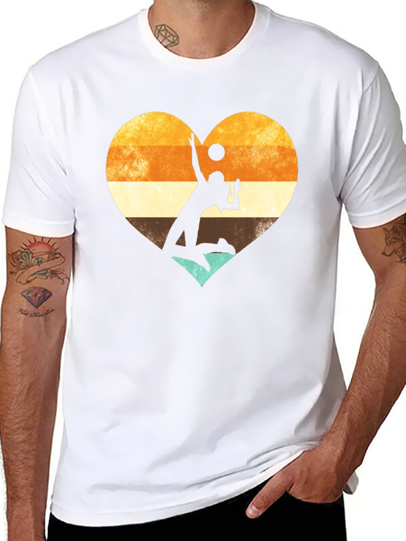 Volleyball Heart Graphic Tee - Black