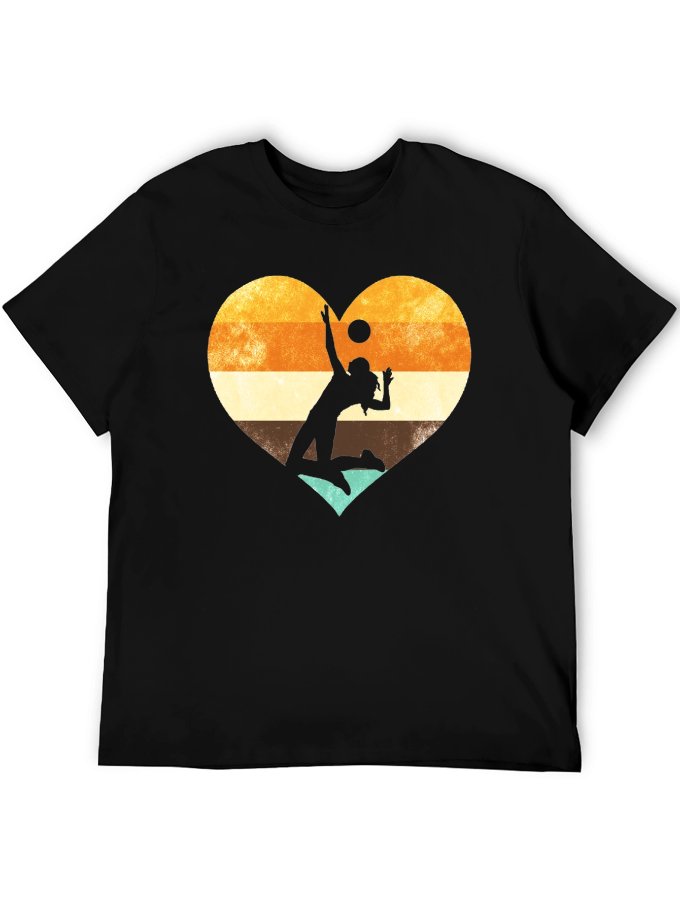 Volleyball Heart Graphic Tee - Black