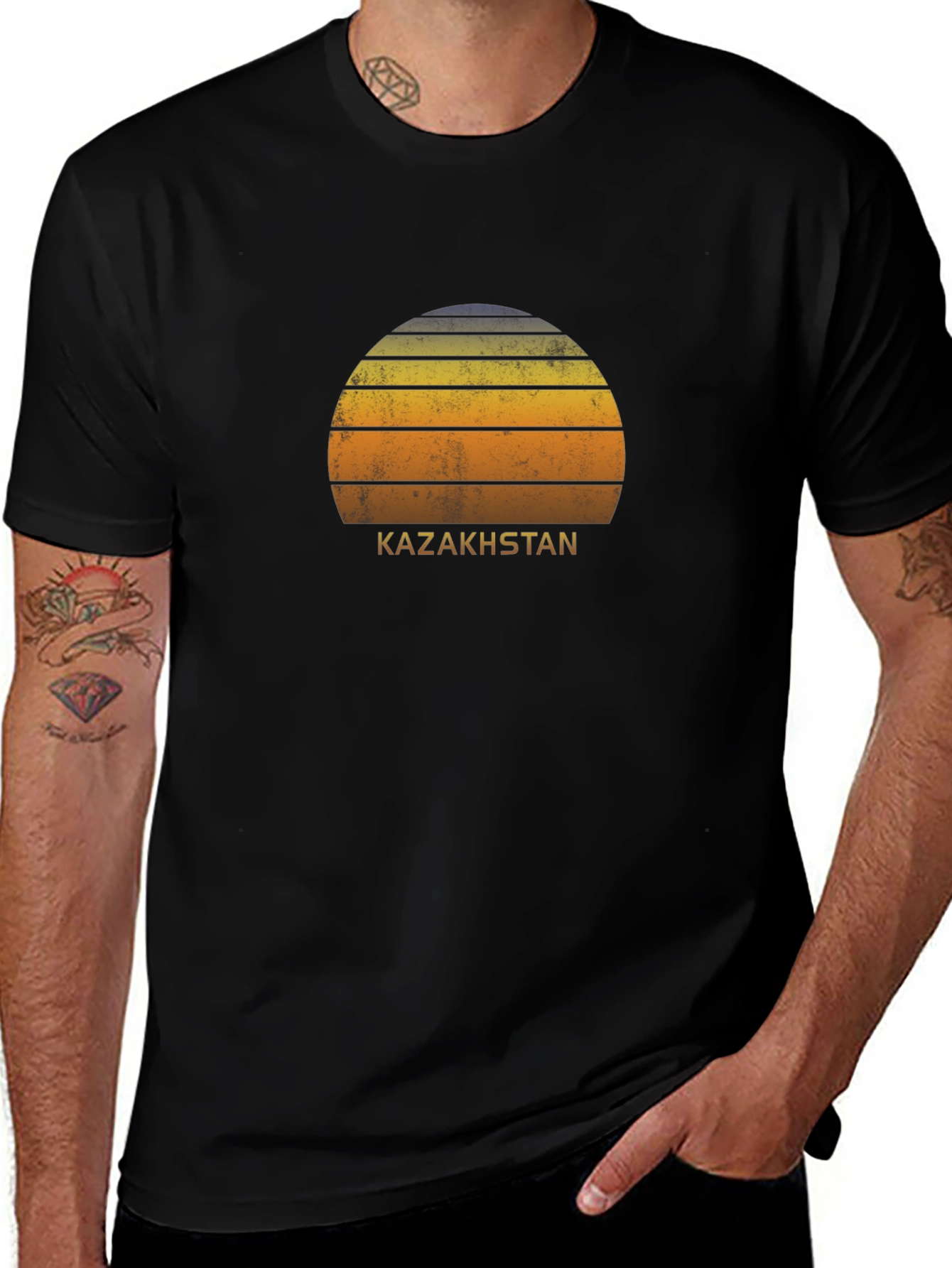 Kazakhstan Retro Sunset T-Shirt