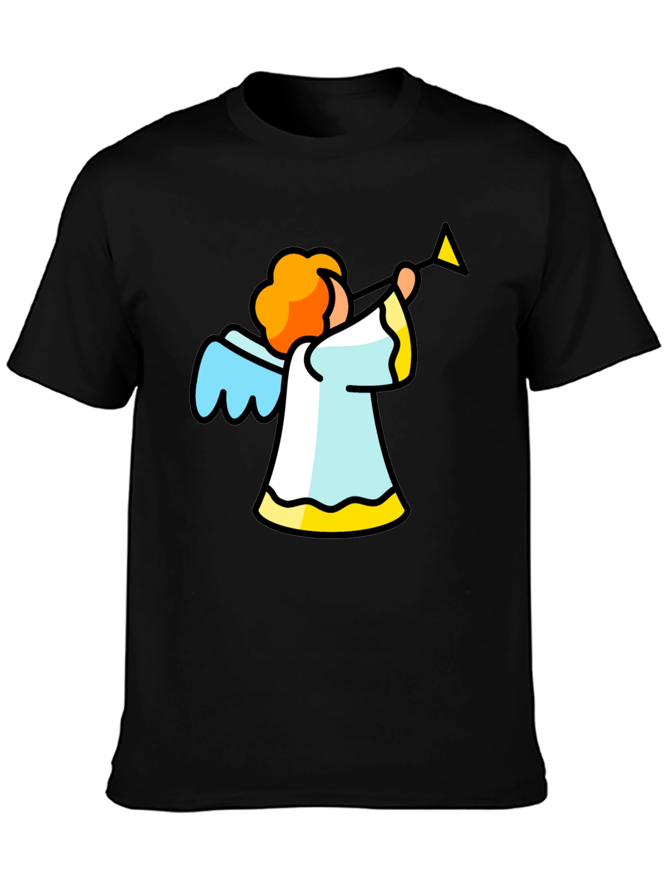 Angel Trumpet Graphic Tee - Black Cotton T-Shirt