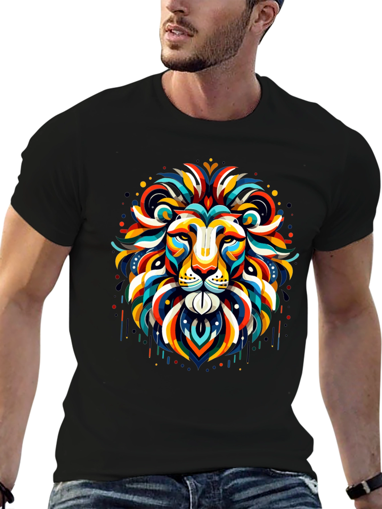Vibrant Lion Graphic Tee - Bold Statement Shirt