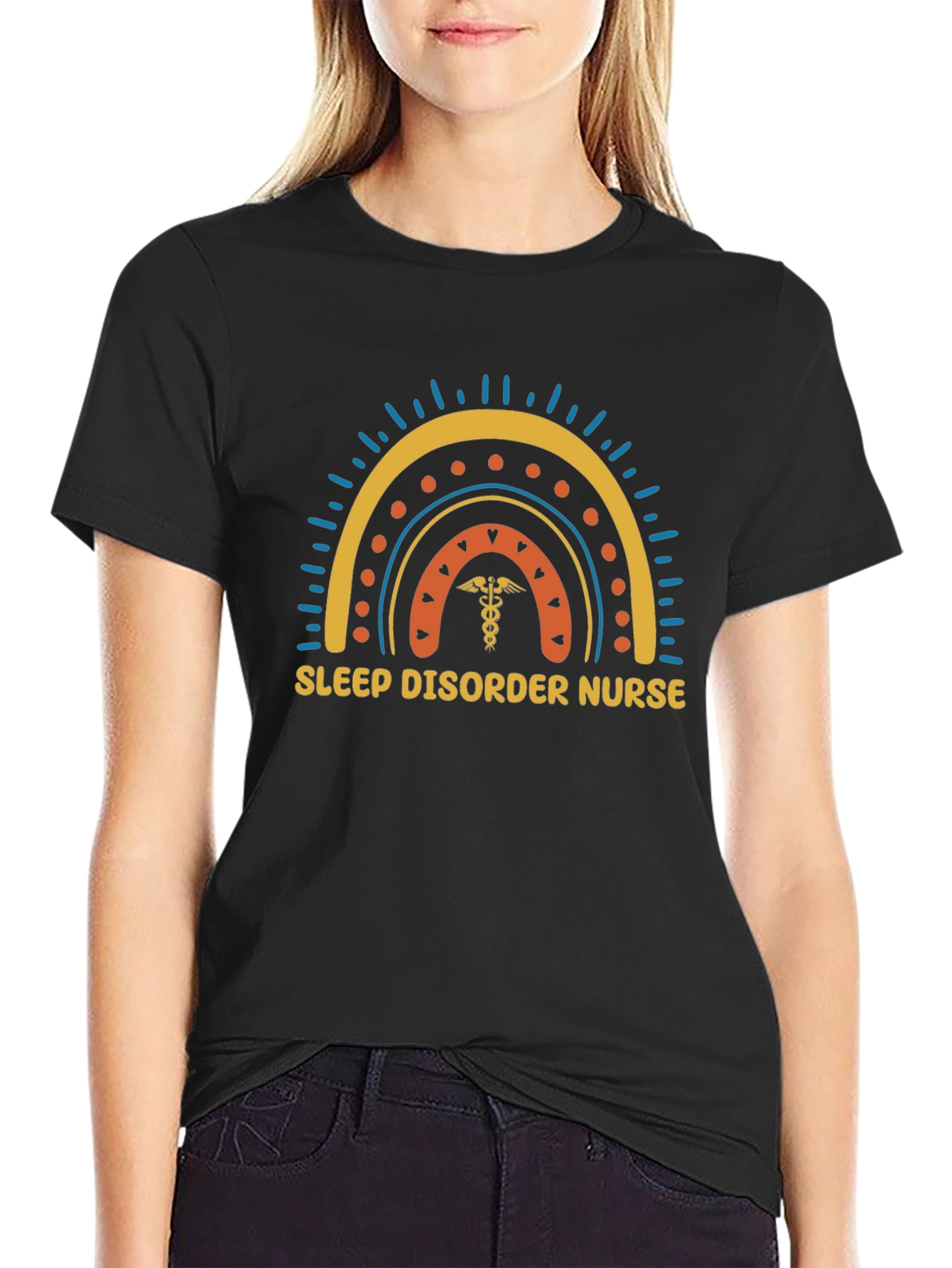 Sleep Disorder Nurse Rainbow Graphic T-Shirt