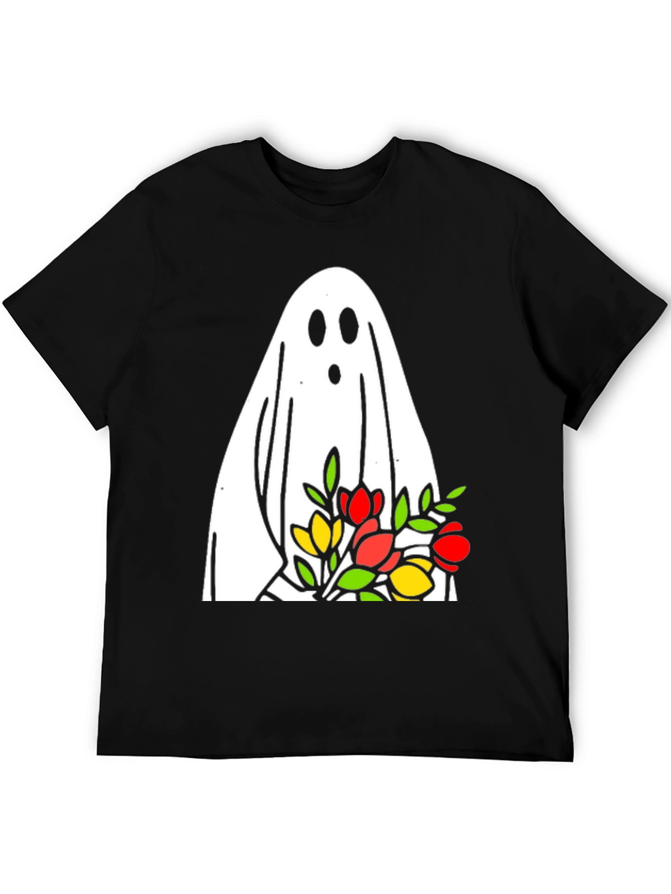 Ghost Holding Flowers Graphic T-Shirt