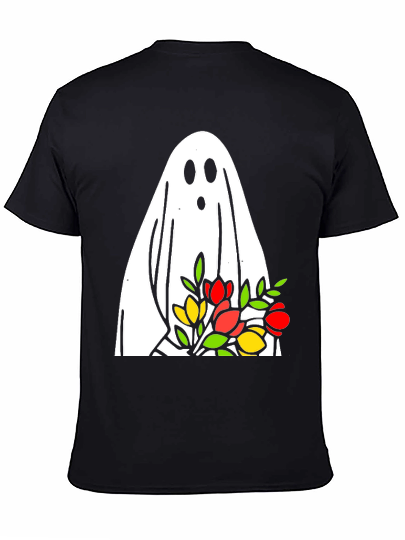 Ghost Holding Flowers Graphic T-Shirt