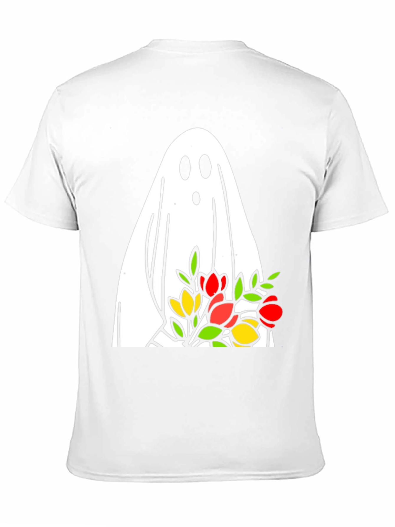 Ghost Holding Flowers Graphic T-Shirt