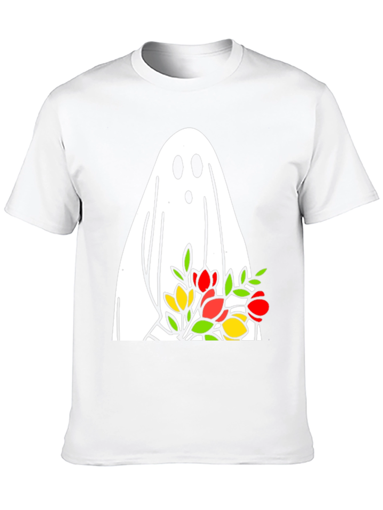 Ghost Holding Flowers Graphic T-Shirt