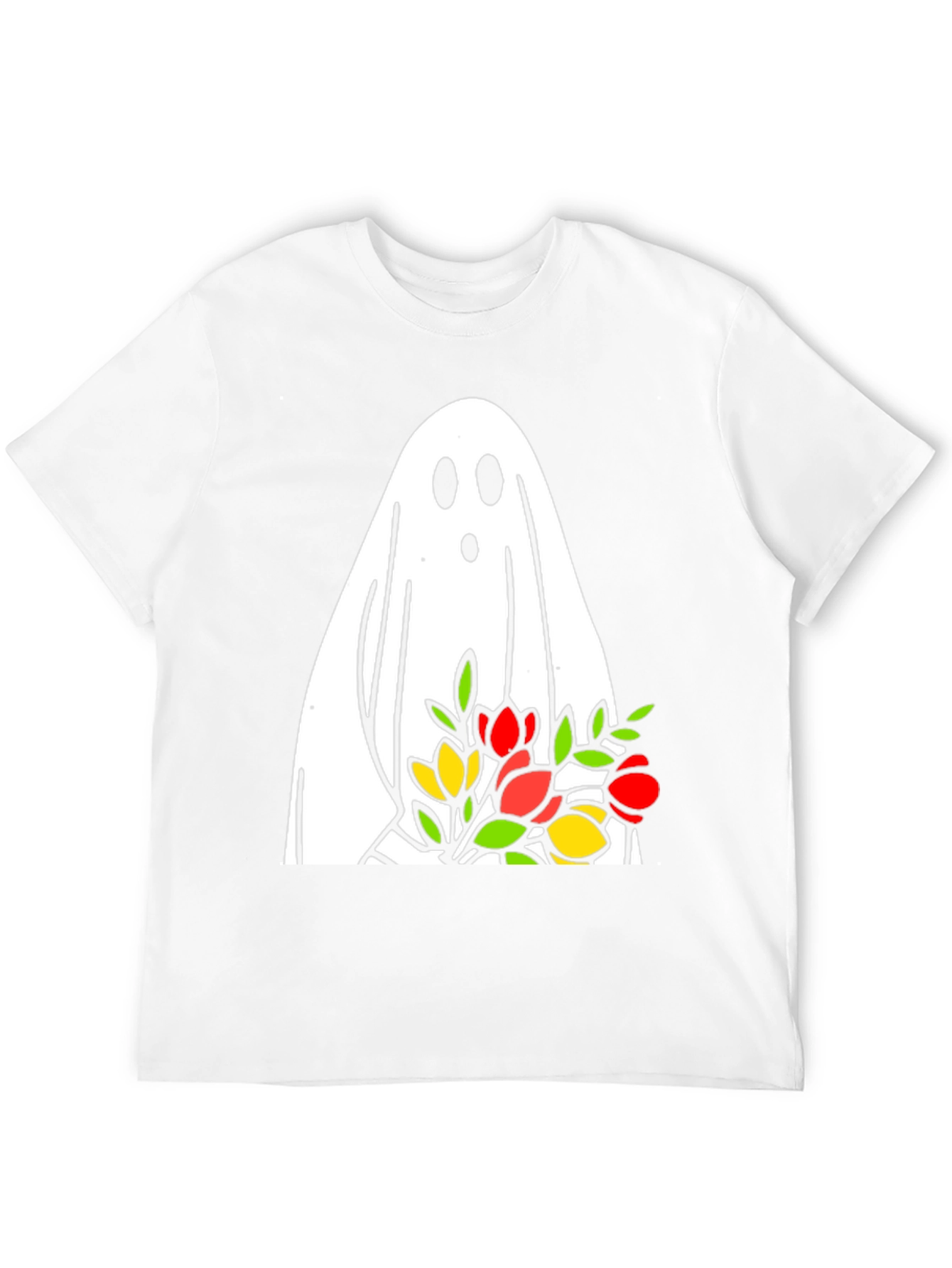 Ghost Holding Flowers Graphic T-Shirt