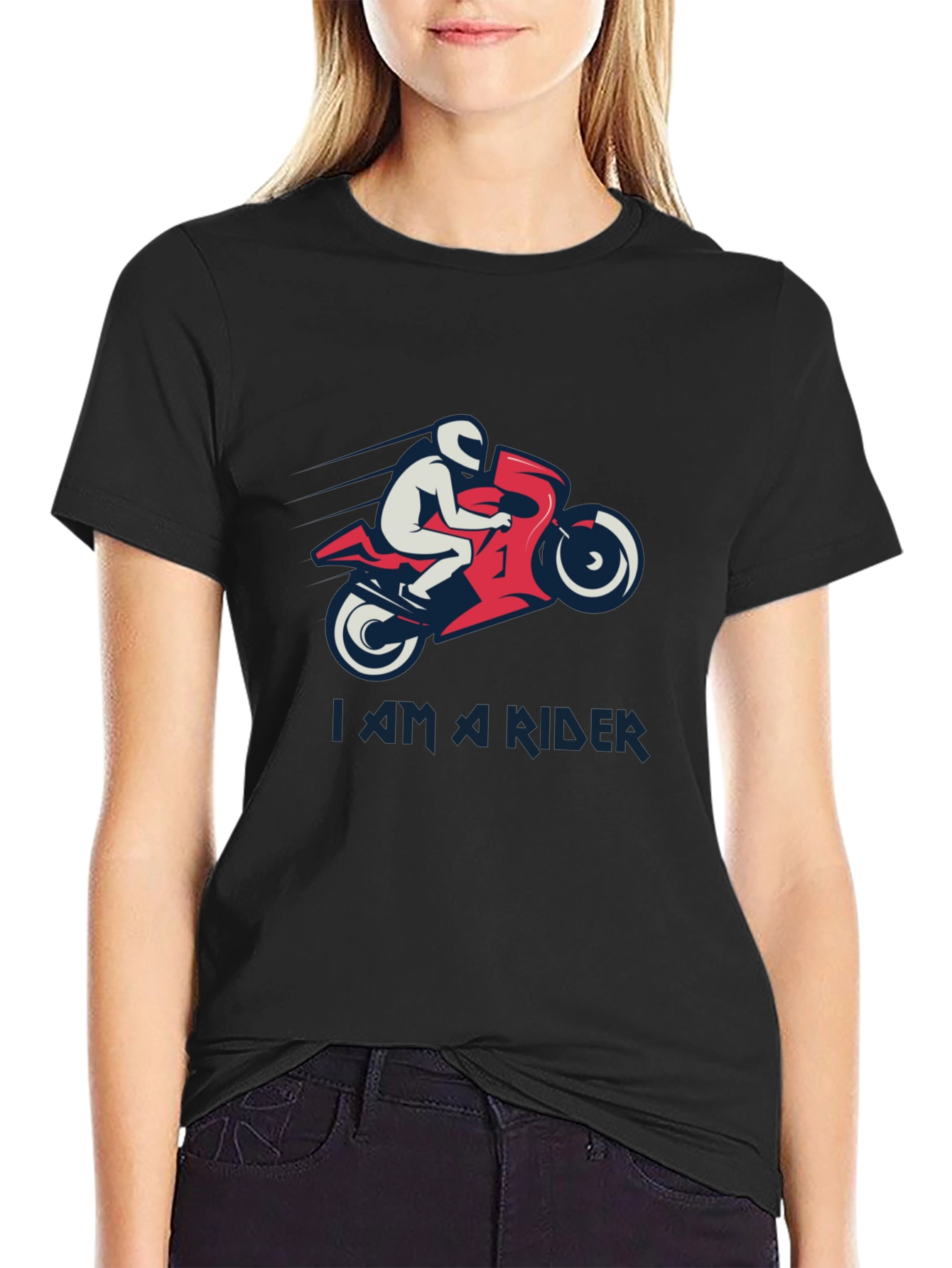 I Am A Rider Graphic Print Black T-Shirt