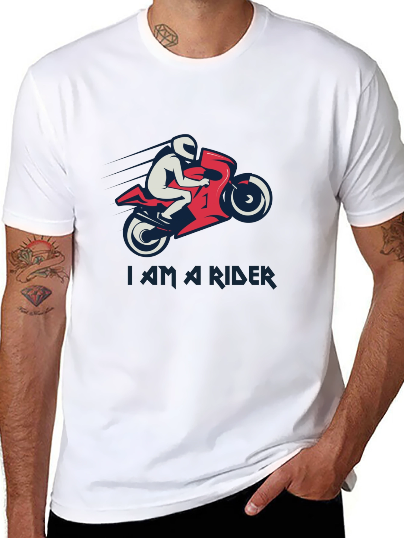 I Am A Rider Graphic Print Black T-Shirt