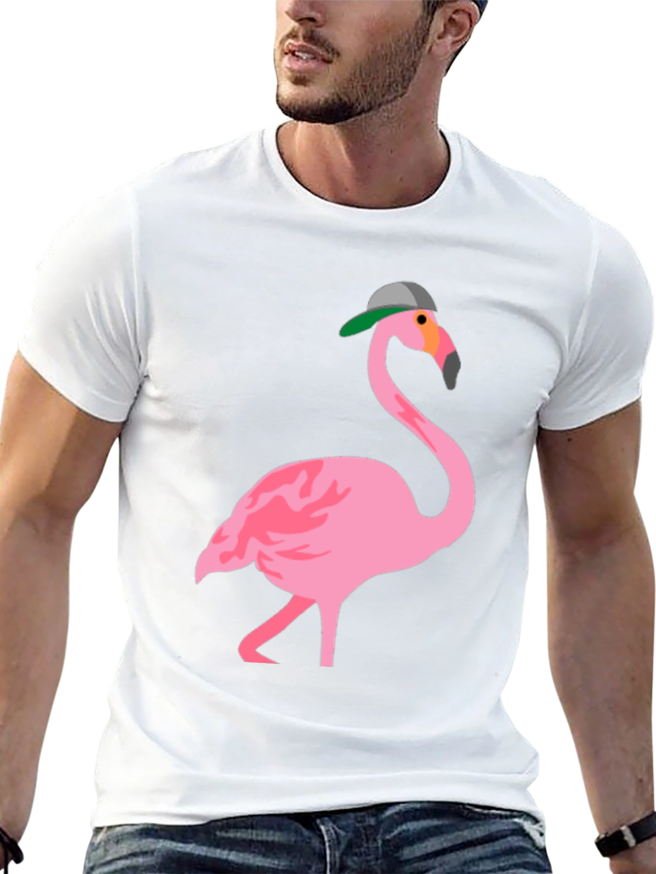 Flamingo Graphic Tee - Black Cotton T-Shirt