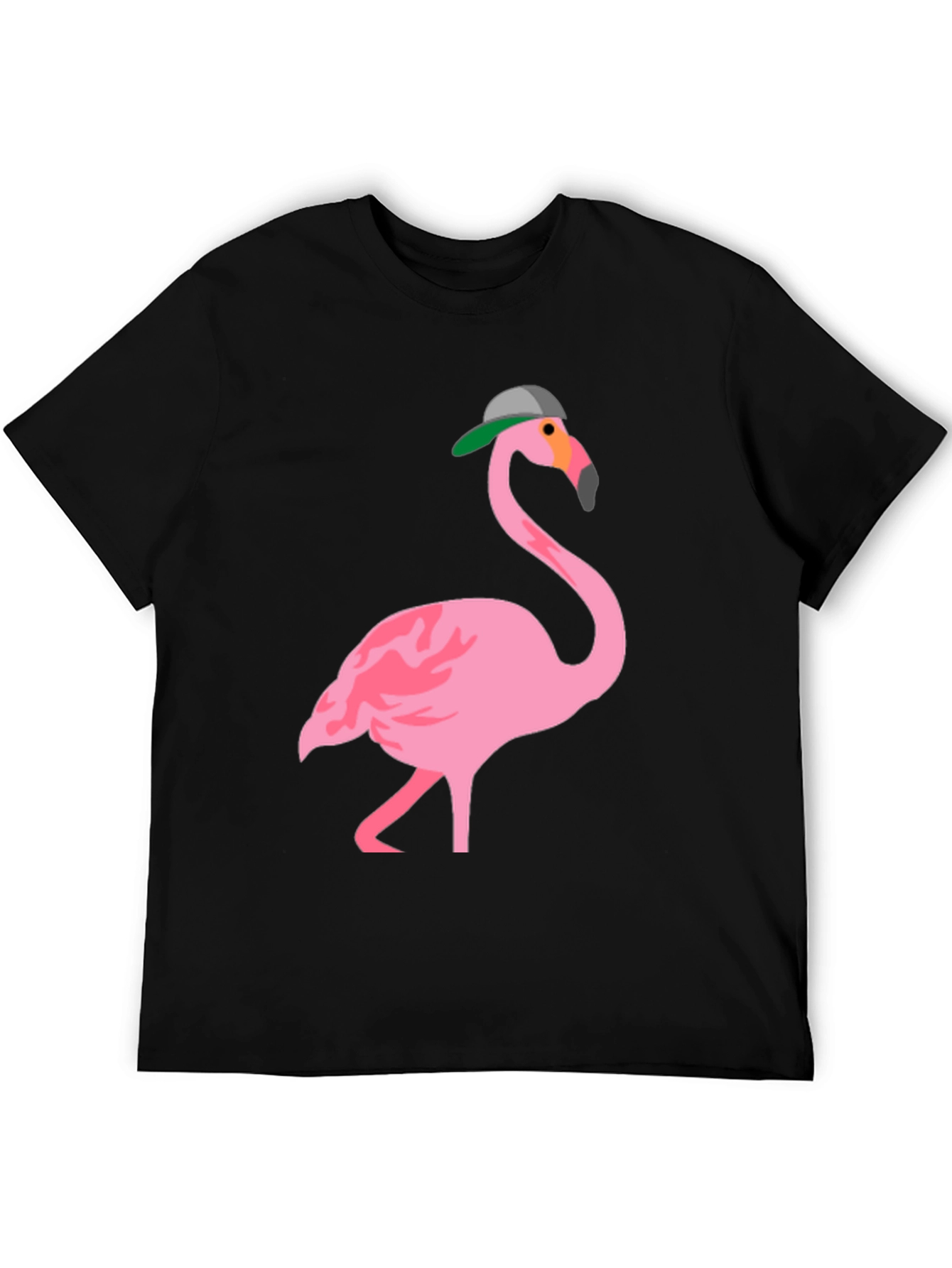 Flamingo Graphic Tee - Black Cotton T-Shirt