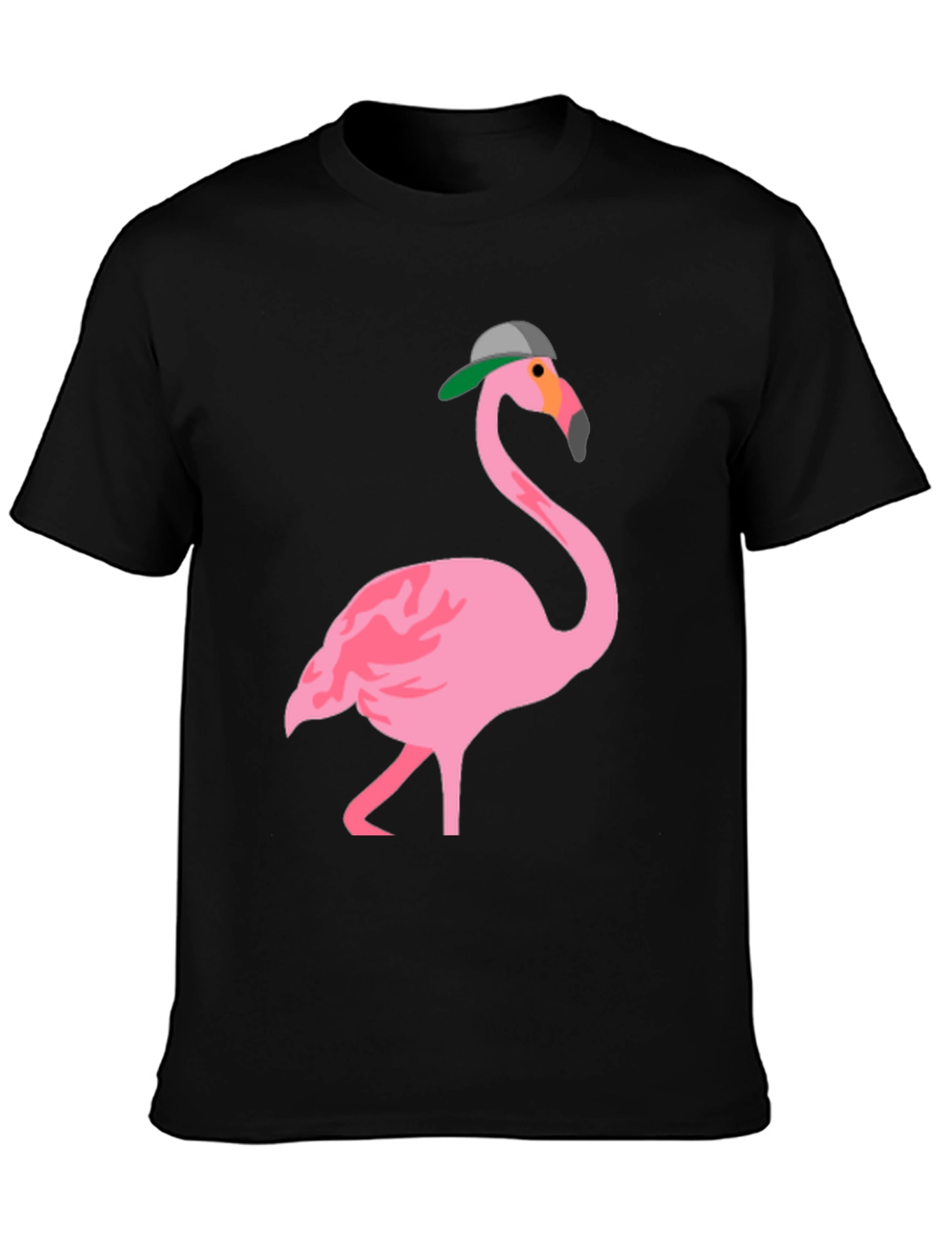 Flamingo Graphic Tee - Black Cotton T-Shirt