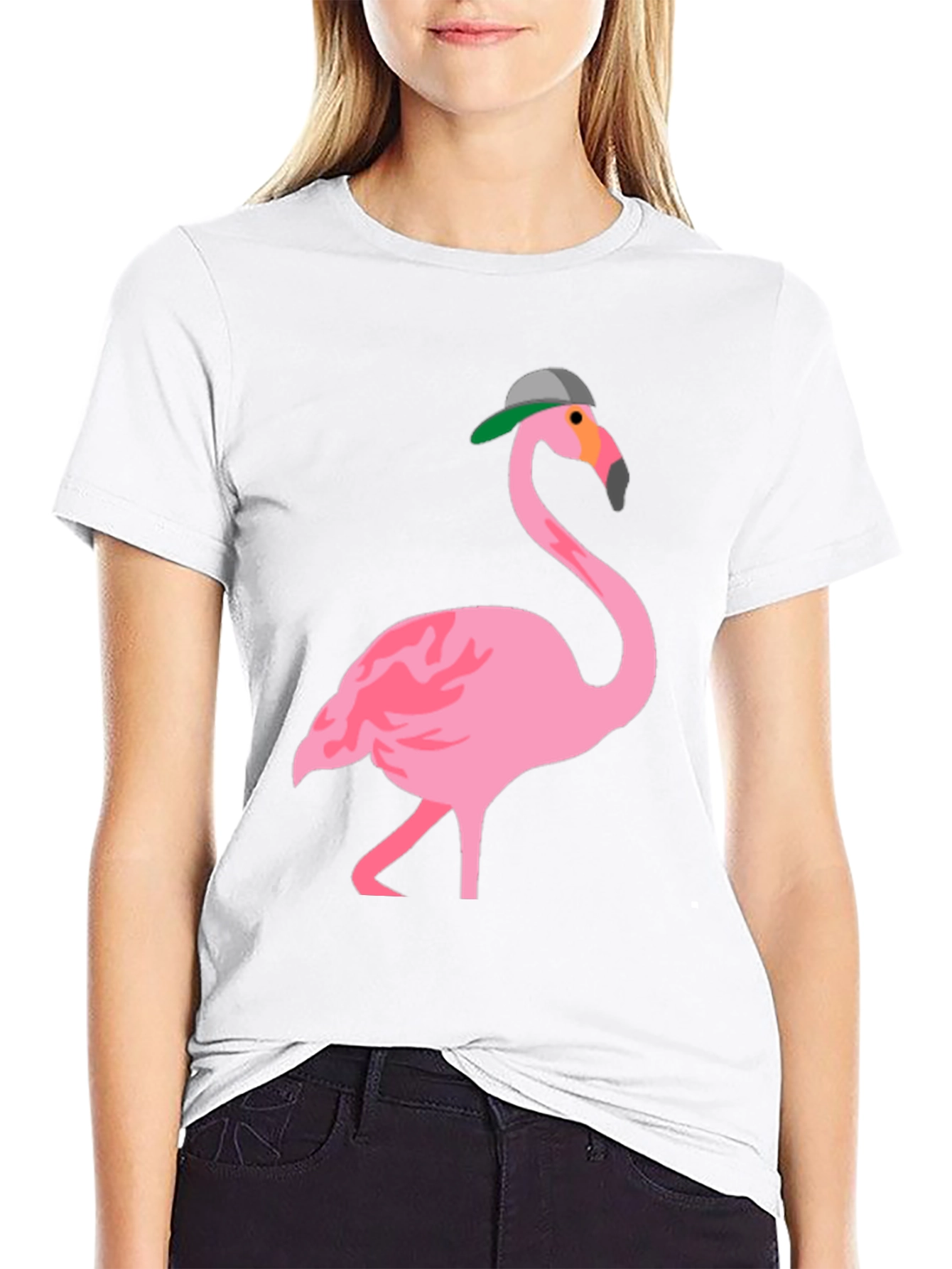Flamingo Graphic Tee - Black Cotton T-Shirt