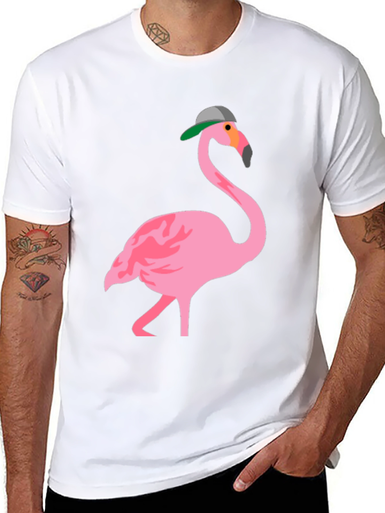 Flamingo Graphic Tee - Black Cotton T-Shirt
